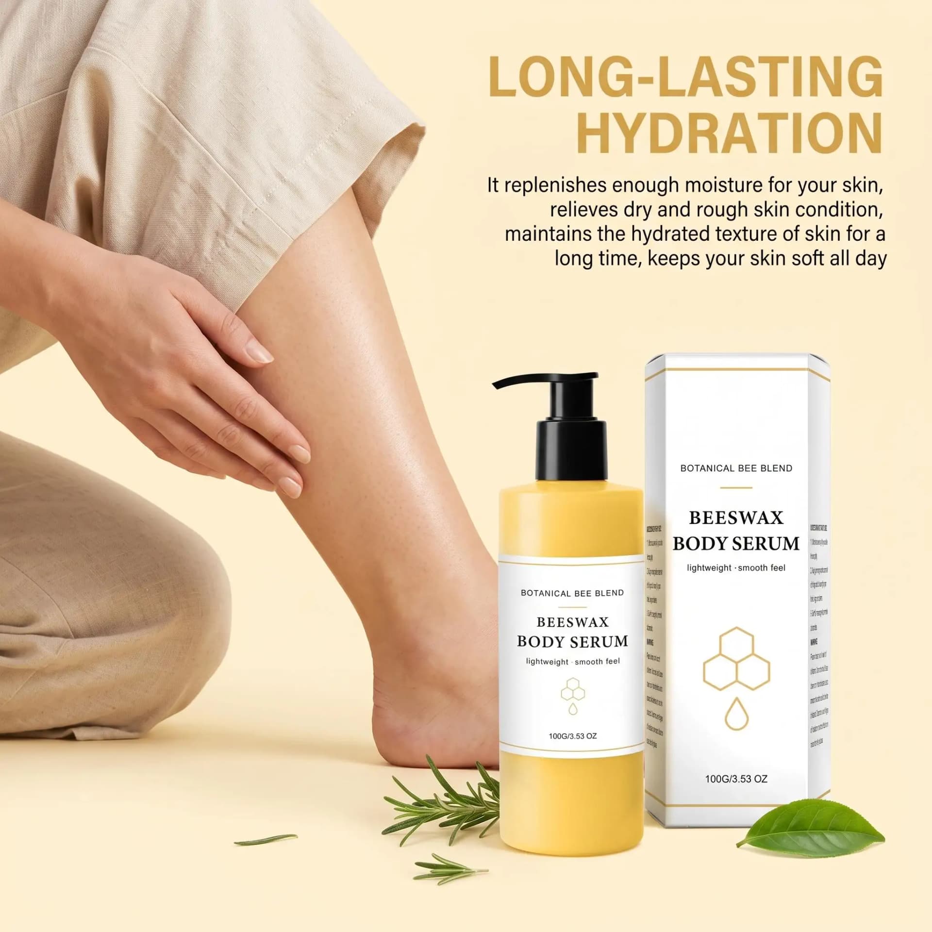 Beauty Bees Body Serum For Crepey Skin,Making Radiant-Looking Long Lasting Hydration Skin Waterless Glowing Body Oil Moisturizer