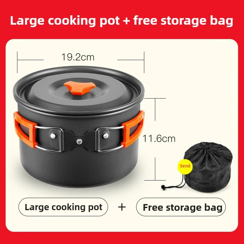 Camping Cookware Set with Kettle and Frying Pan
