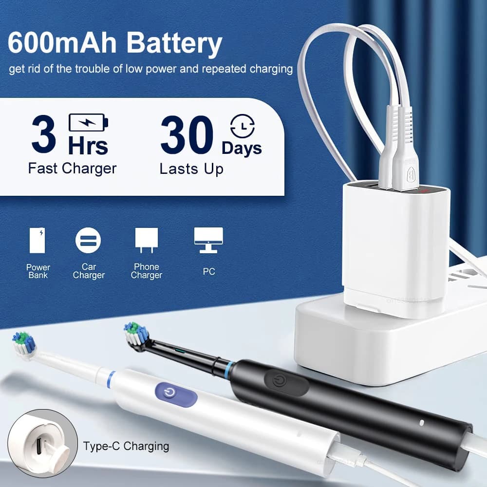 Electric Rotary Toothbrush With Eight Brush Heads