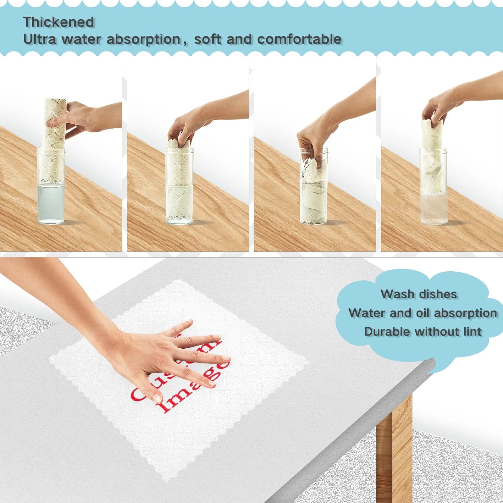 Microfiber Dish Cloths, 6-Pack Absorbent Kitchen Rags