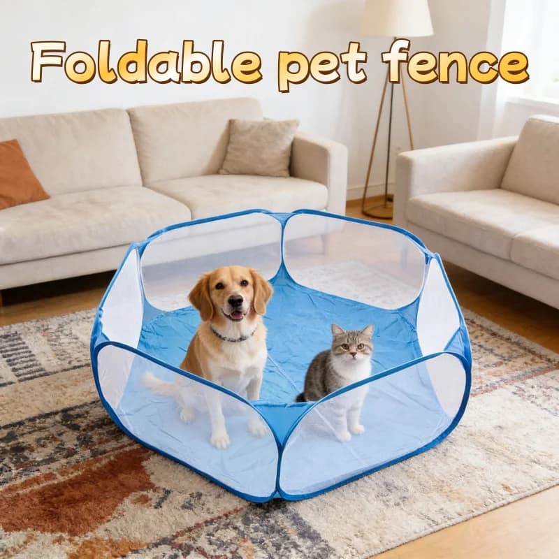 Foldable Transparent Pet Playpen Portable Yard Fence