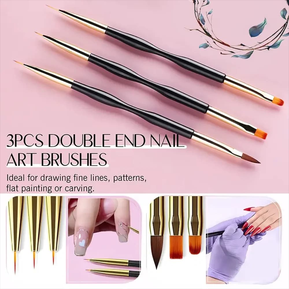 Nail Art Brush Kit for Nail Painting, Floral Carving, Gem Placement, Gel Application, Color Blending, and Line Work.