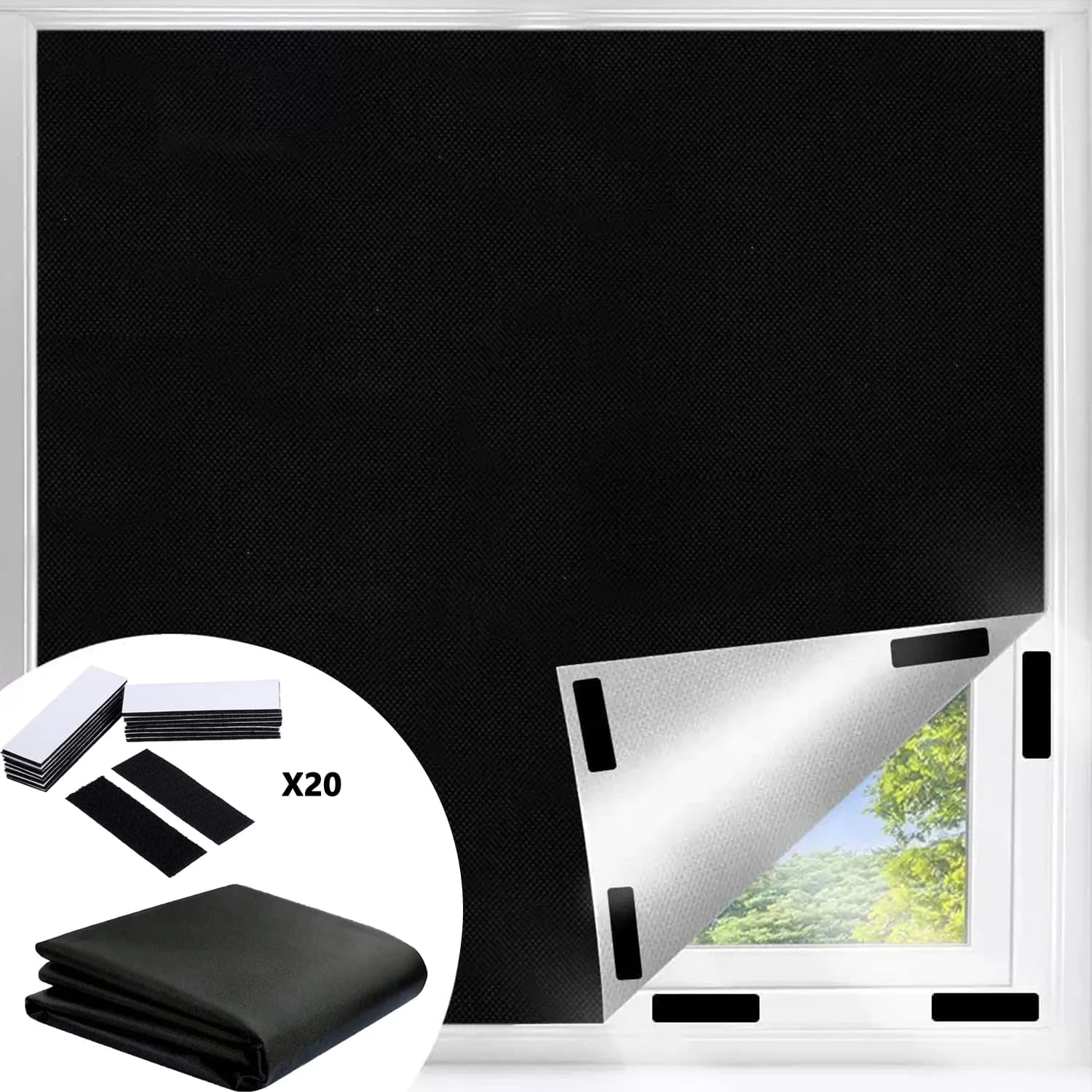 Blackout Curtains Self-Adhesive Portable