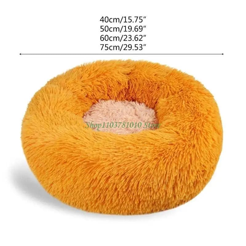 Round Plush Pet Bed for Small Dogs and Cats