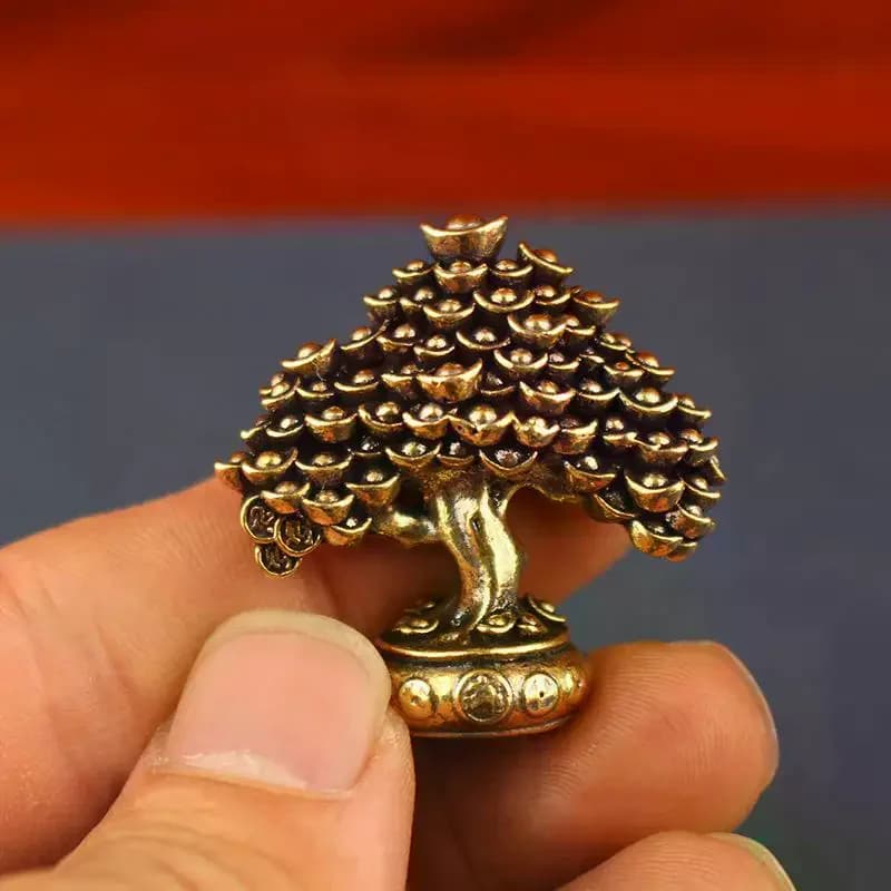Brass Fortune Tree Tabletop Sculpture