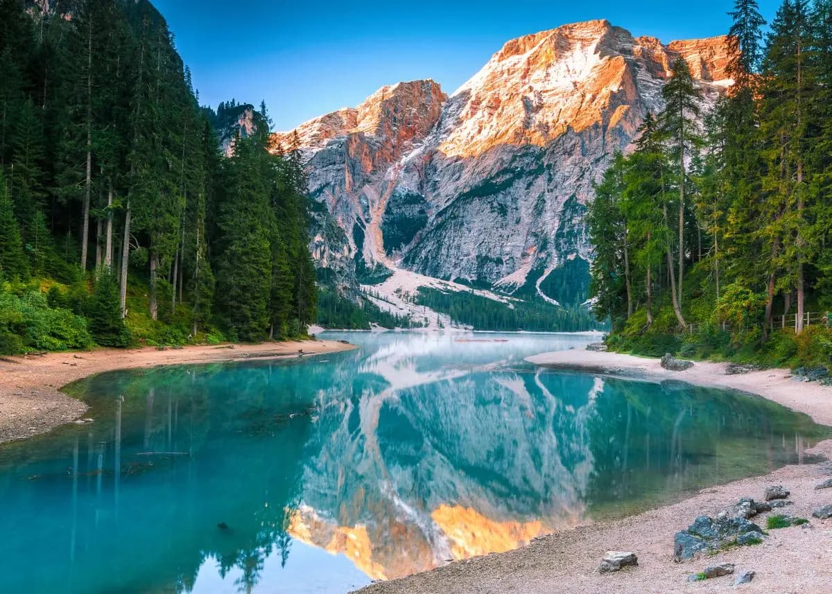 Forest Mountain Lake Landscape Canvas Print