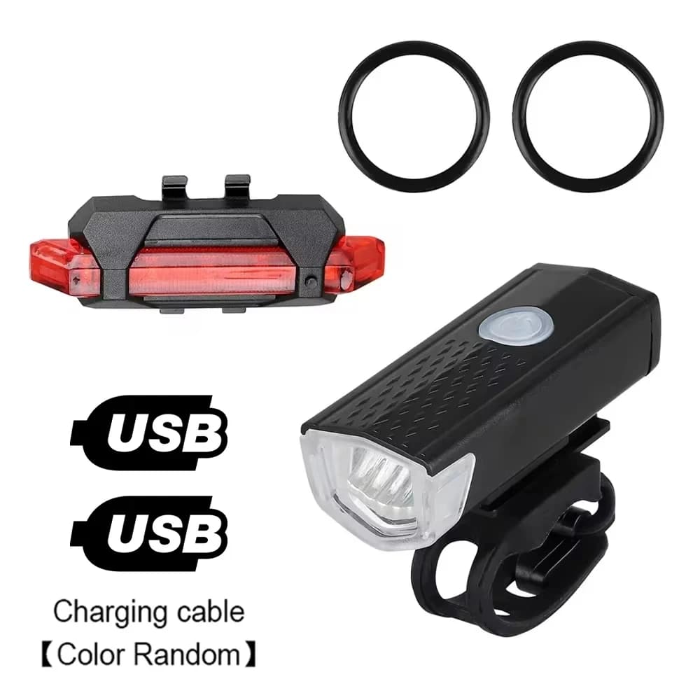 USB Rechargeable Bicycle Front and Rear Light Set