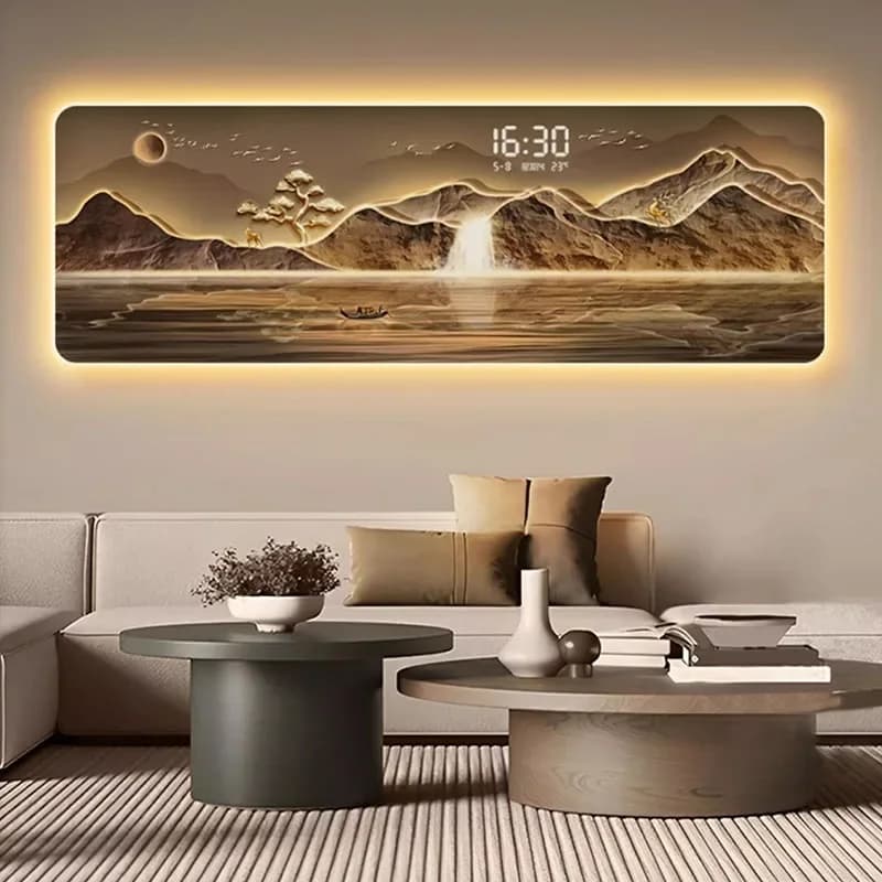Wall Art Living Room Clock Wall Aesthetic With lamp Silent Fashion Wall Watch Xenomorph Mural Reloj Pared Interior Decoration