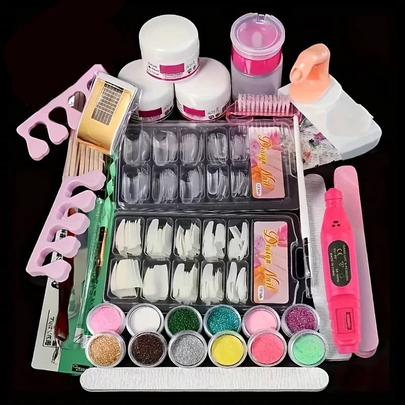 Acrylic Powder Nail Extension Kit with LED Light