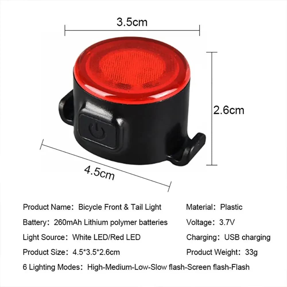 Bike Front and Rear Light Set USB Rechargeable