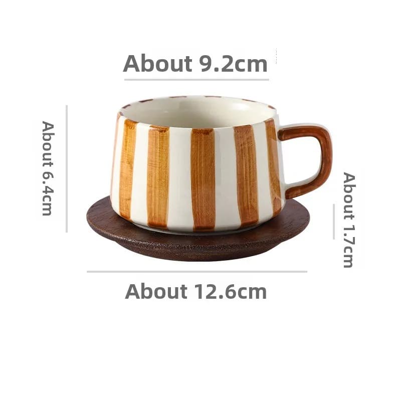 Hand-Painted Striped Ceramic Mug Set