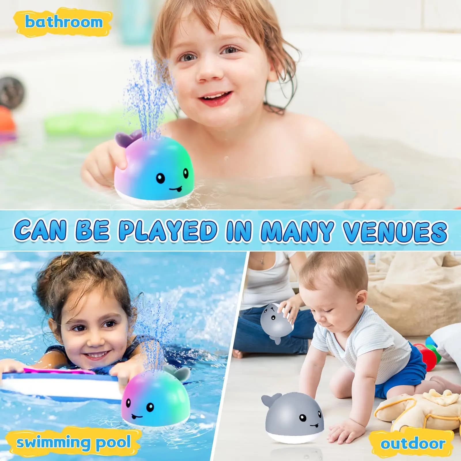 Baby Bath Toys,Toddler Bath Toys for Kids,Sensing Water-Spraying Luminous Whale, Pool Bathtub Shower Basin Baby Toy Infant Gifts