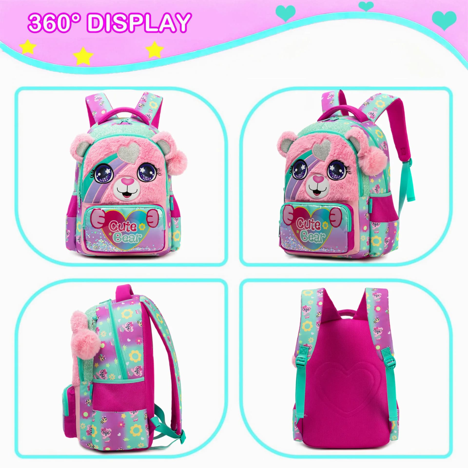 Girls School Backpack with Lunch Tote Set