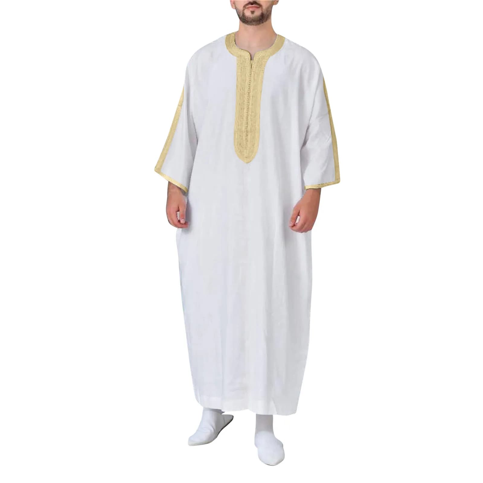 Men's Arabic Traditional Embroidered Jilbab Robe