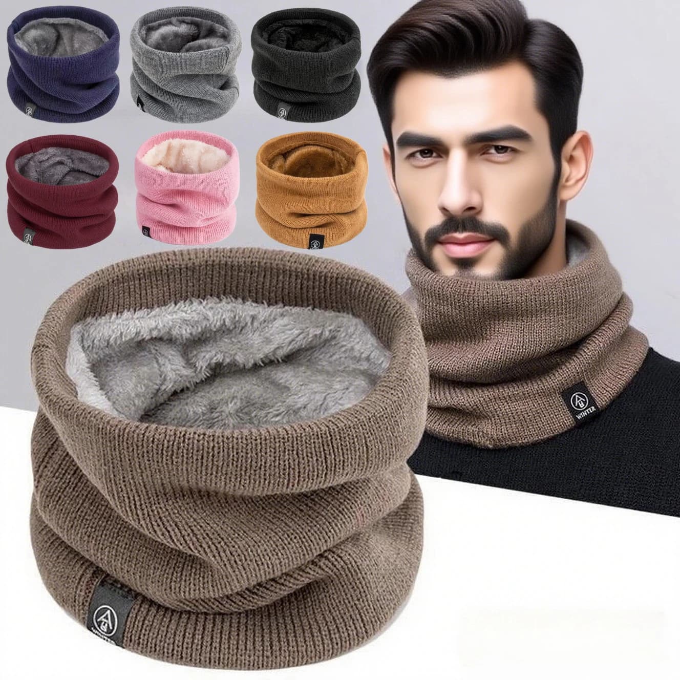 Winter Knit Neck Scarf with Mask Coverage