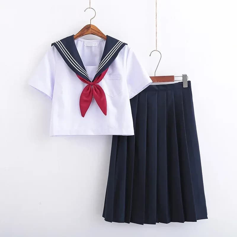 White Japanese Sailor School Uniform For Girls