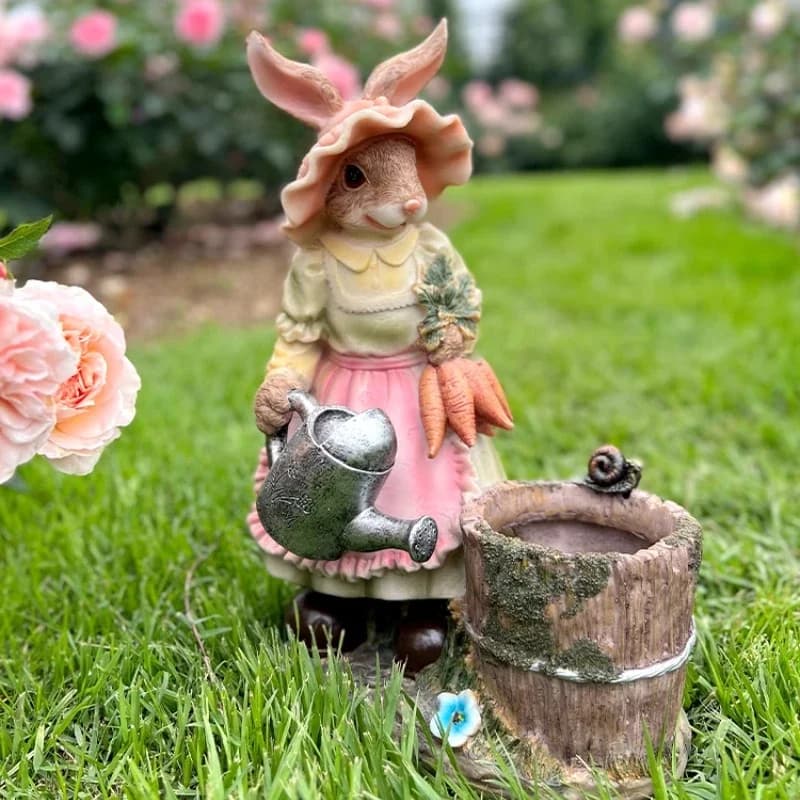 Rabbit Ceramic Flowerpot with Drainage Hole