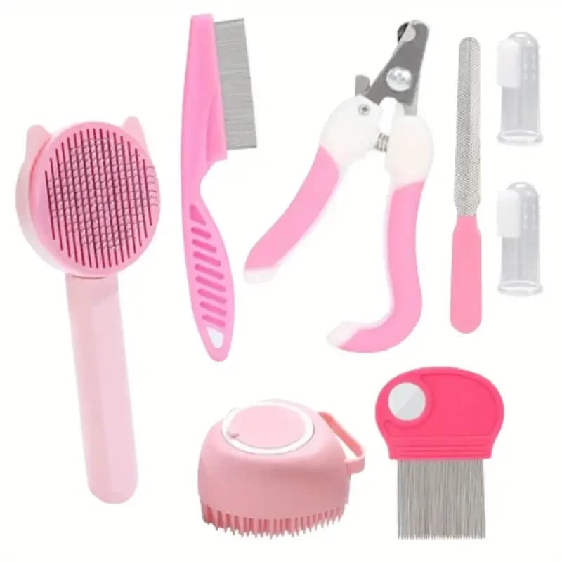 Pet Grooming Kit with Nail Clipper and Brushes