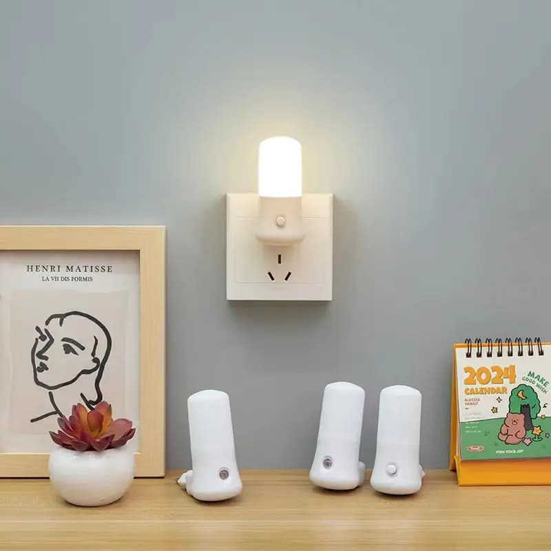 LED Night Light  White EU /USPush Button Switch Wall Socket Lamp Bedroom Bedside Lamp Baby Room Corridor Home Decor Night Lights