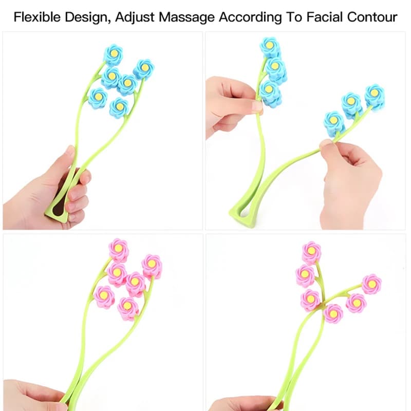 Facial Roller Massager Y Shape Massage Tool Manual Relaxation Device Portable Face-Lift 3D Flower Roller for Neck Body Skin Care