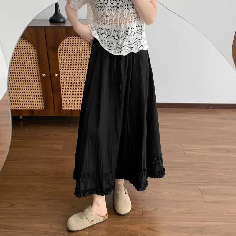 Women's Casual A-Line Maxi Skirt with Ruffles
