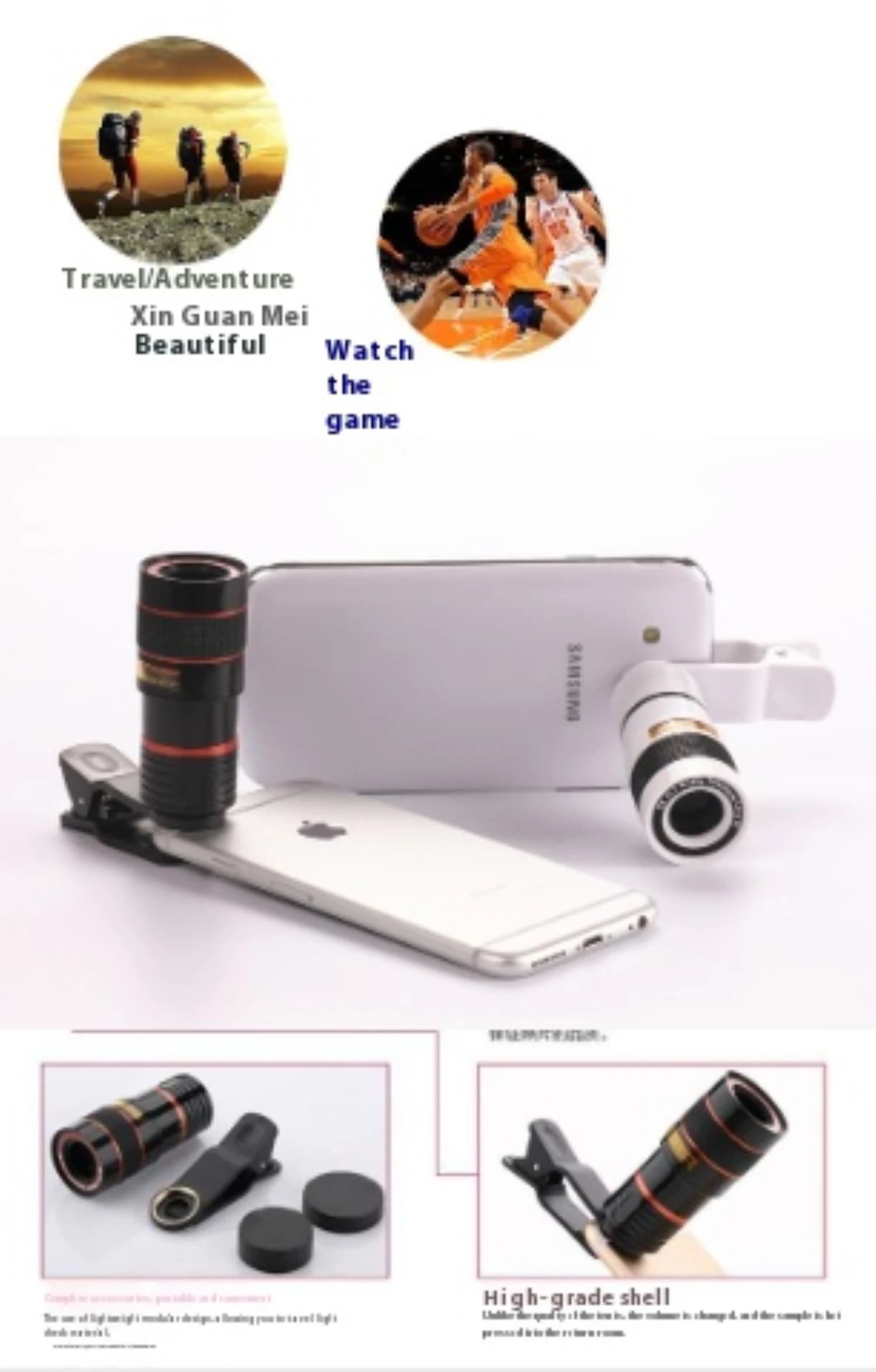 8x Telephoto Phone Lens Clip-On Zoom
