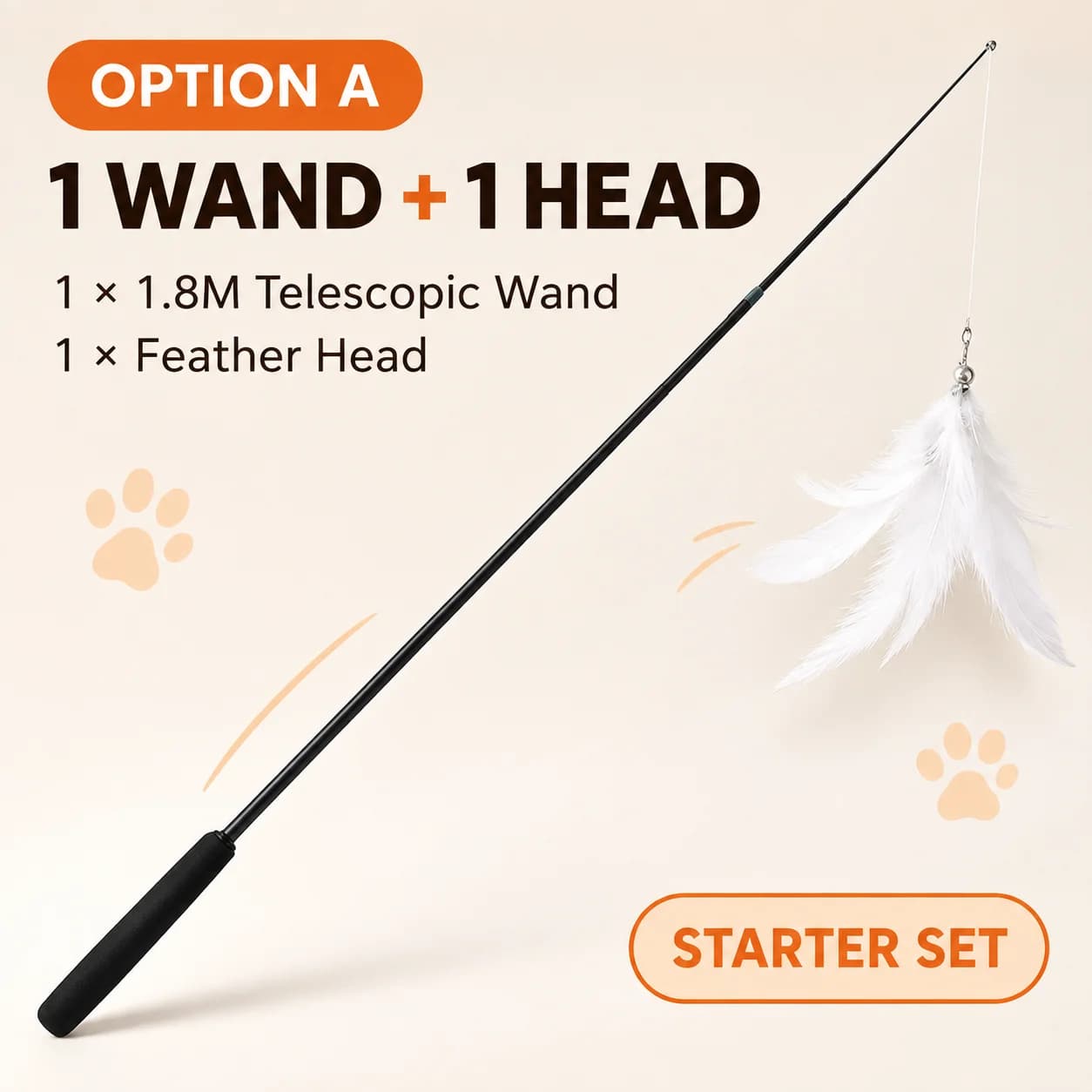 Telescopic Cat Wand Toy with 6 Feather Lures