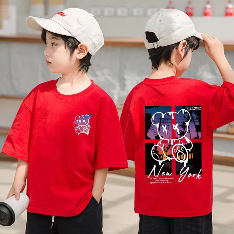 Korean Summer Cotton Graphic T-Shirt For Kids