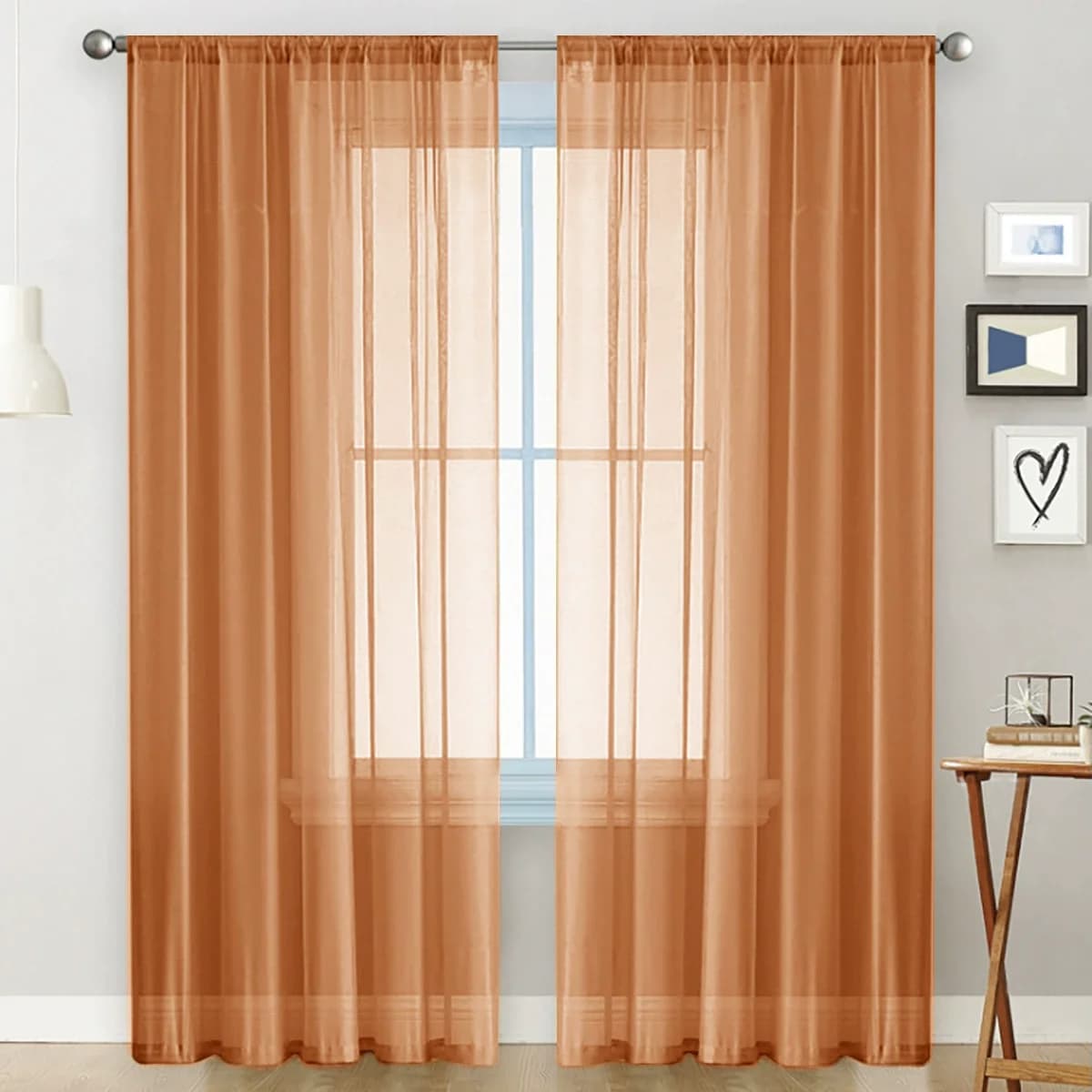 Sheer White Curtains, 2 Panels