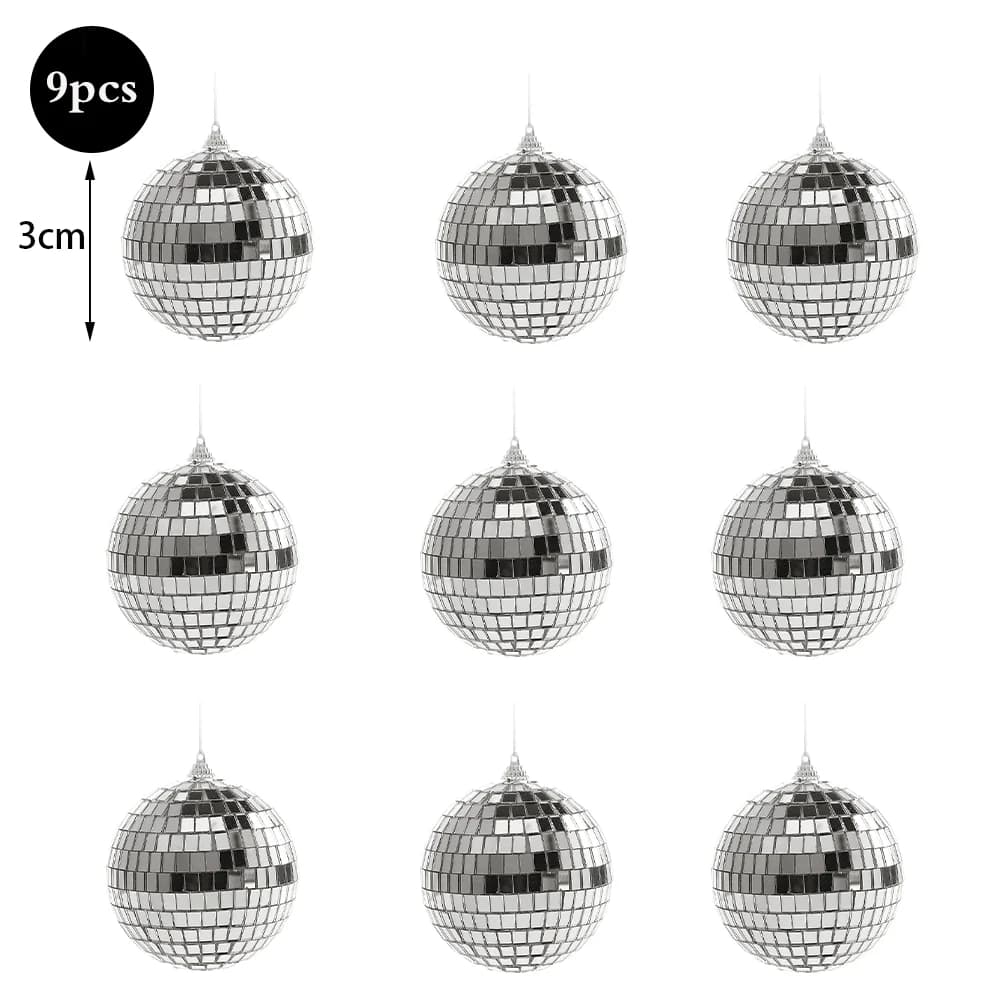 Mirrored Disco Ball Glass Ornaments with String