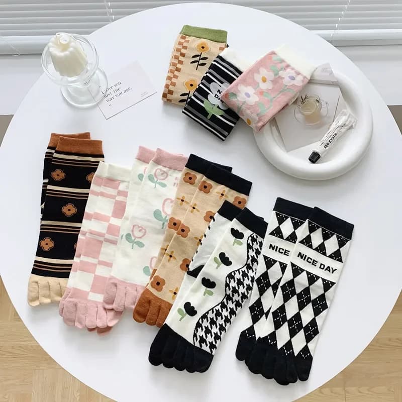 Cotton Five Finger Boot Socks Women