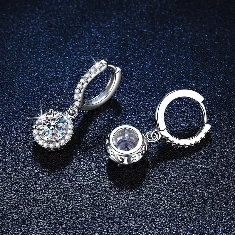 Sterling Silver Moissanite Round Earrings