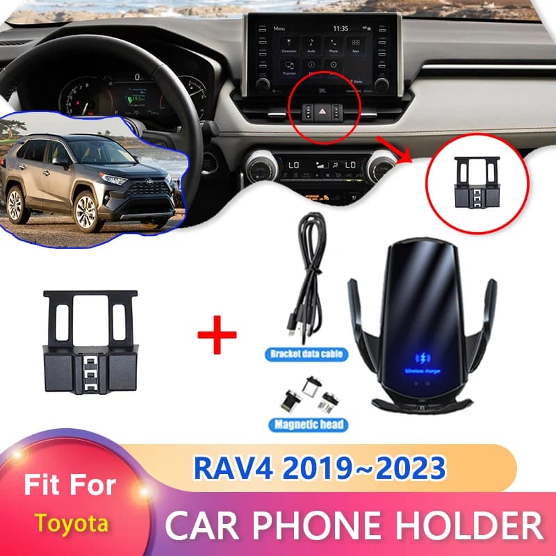 Car Mobile Phone Holder for Toyota RAV4 XA50 Accessories 2022 2019~2023 Telephone Bracket Rotatable Support for IPhone Samsung