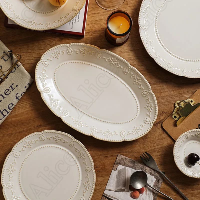Baroque Vintage Ceramic Dinner Plates Set