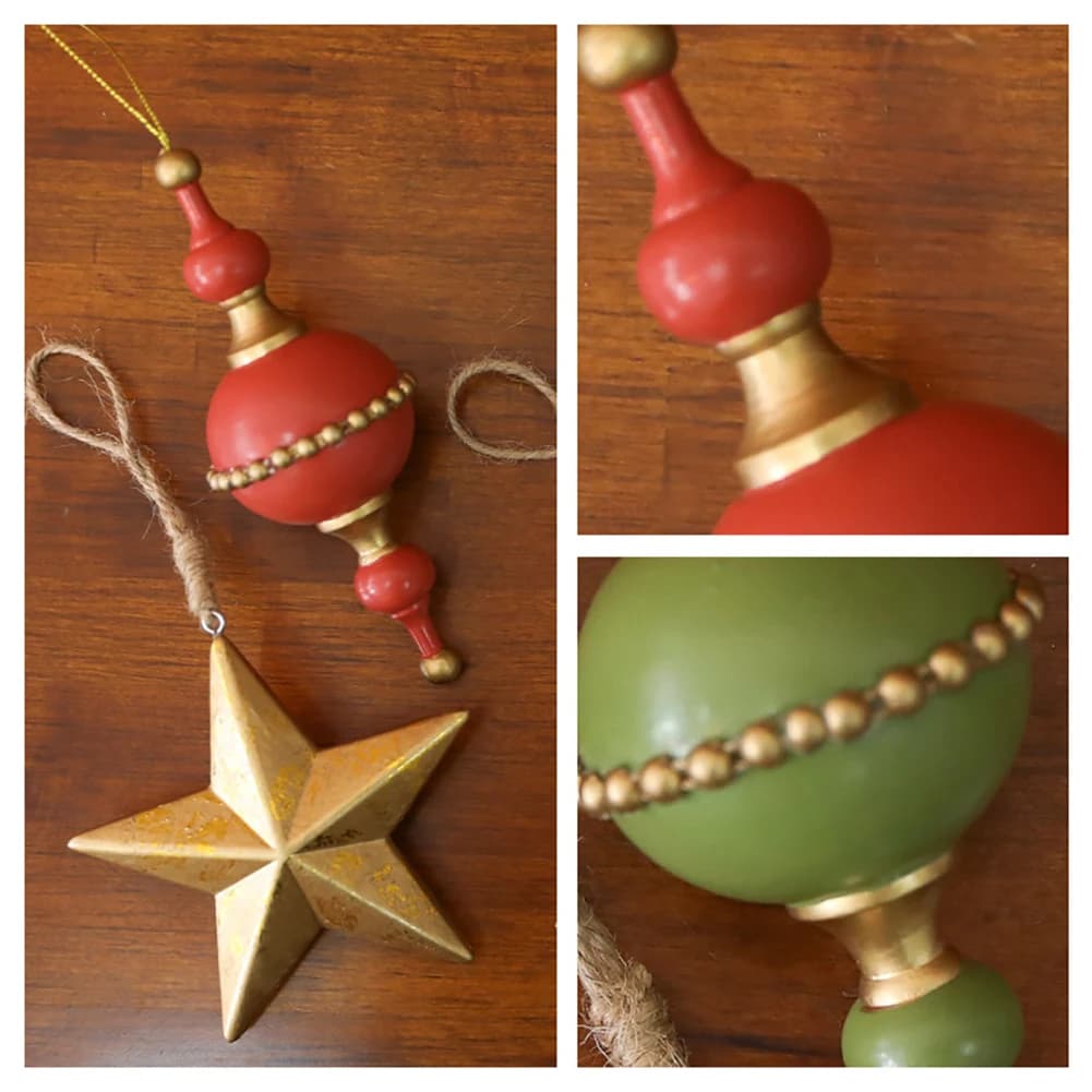 Wooden Acorn and Star Christmas Ornaments