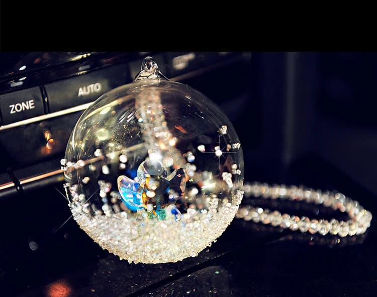 Crystal Glass Ball Ornament with Ribbon Hanger
