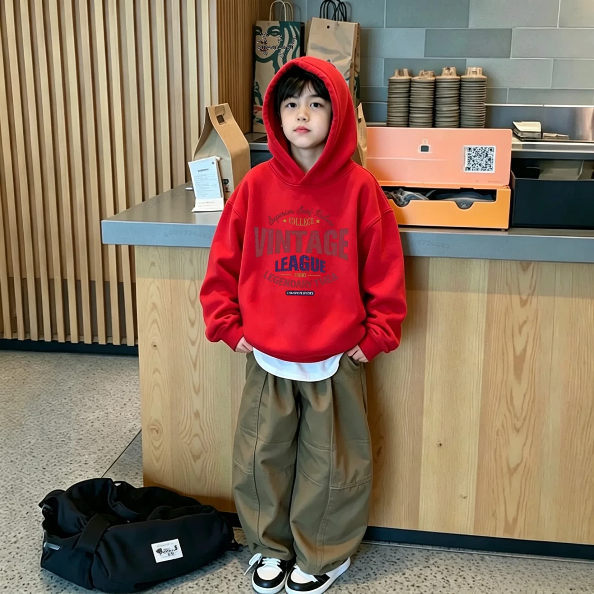 Kids' Retro Multicolor Letter Hoodie