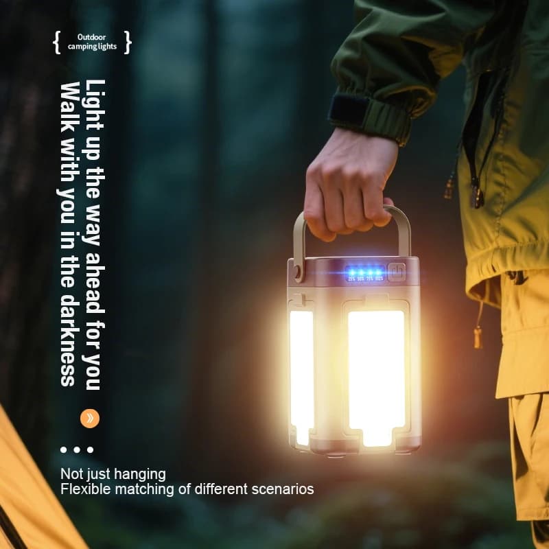 Multifunctional Camping Lamp with Solar Type-C Dual Charging Mode Expandable Light Source Design for Multiple Outdoor Scenarios