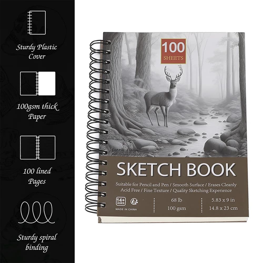 Spiral Bound Sketch Pad, 100 Sheets