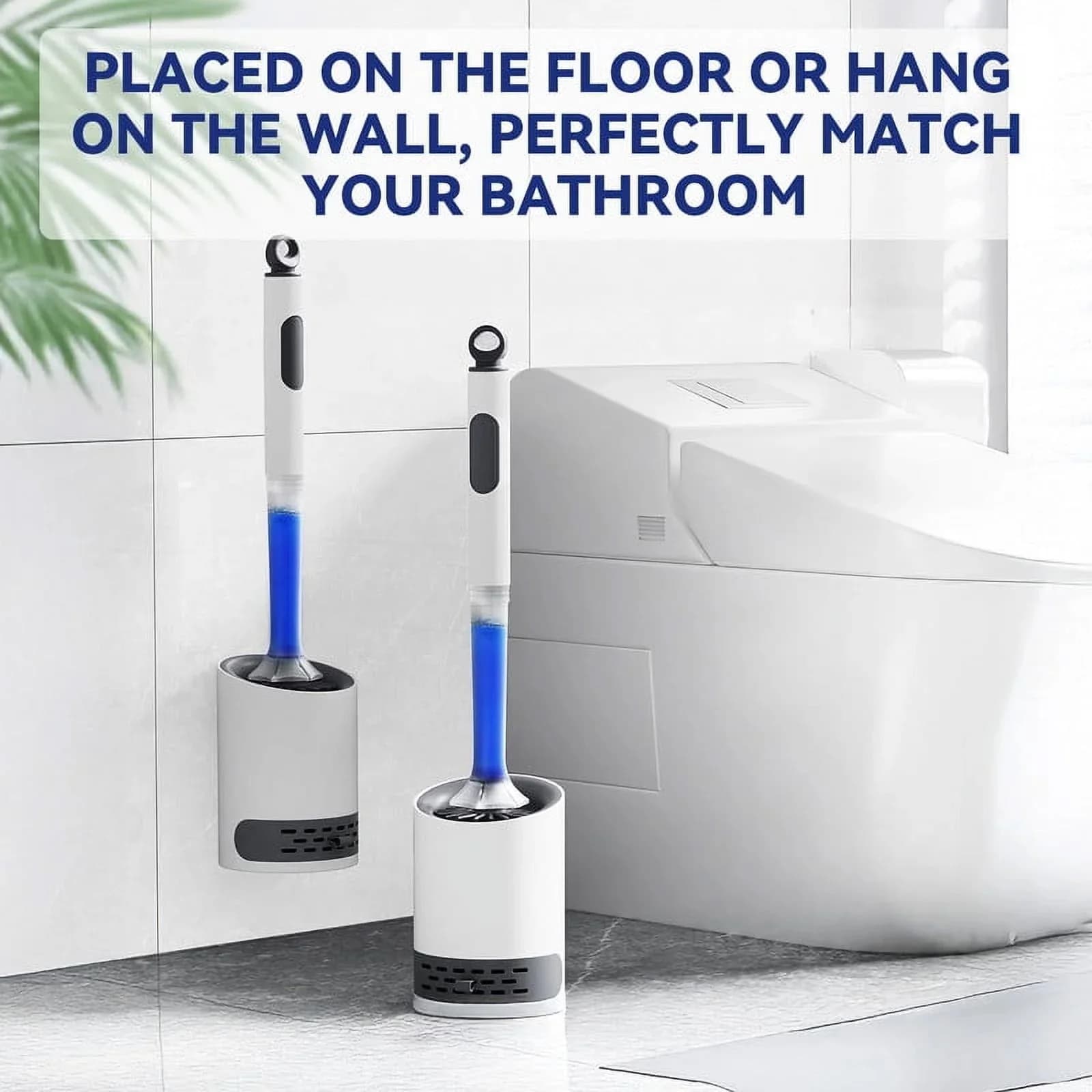 Toilet Bowl Brush Holder with Refillable Dispenser