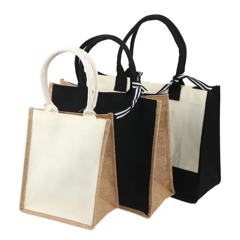 Jute Reusable Shopping Tote with Handles