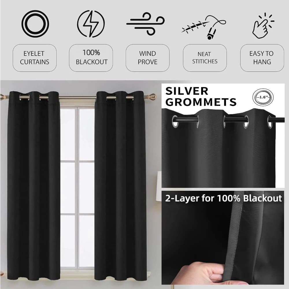 Blackout Thermal Weave Textured Eyelet Curtains