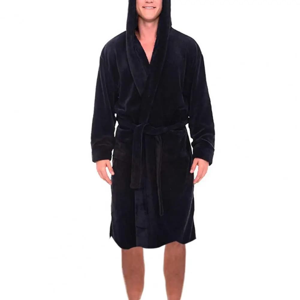 Men's Hooded Fleece Bathrobe