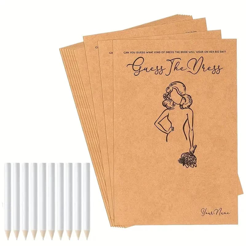 Bridal Shower Dress Guessing Game Cards Set