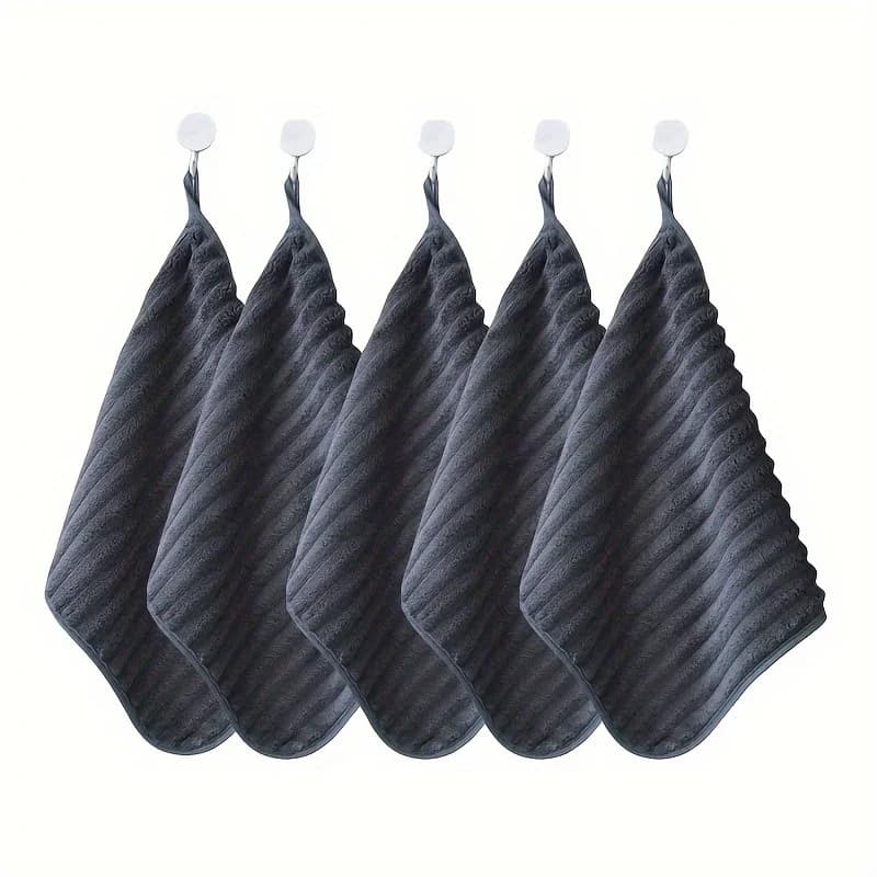 Striped Hand Towels with Hanging Loops, 5-Pack