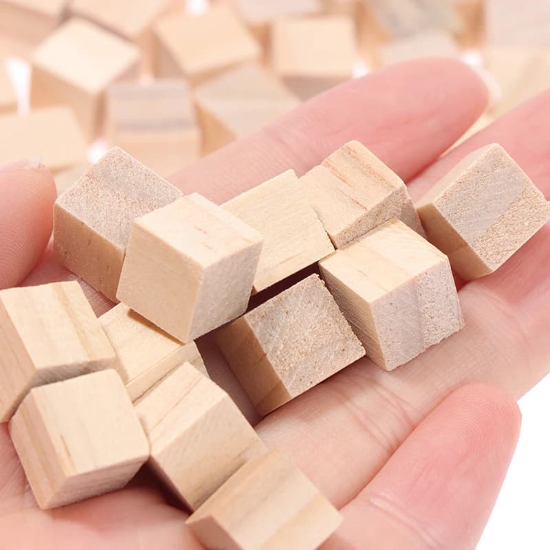Unfinished Wood Cube Blocks 100-Piece Set
