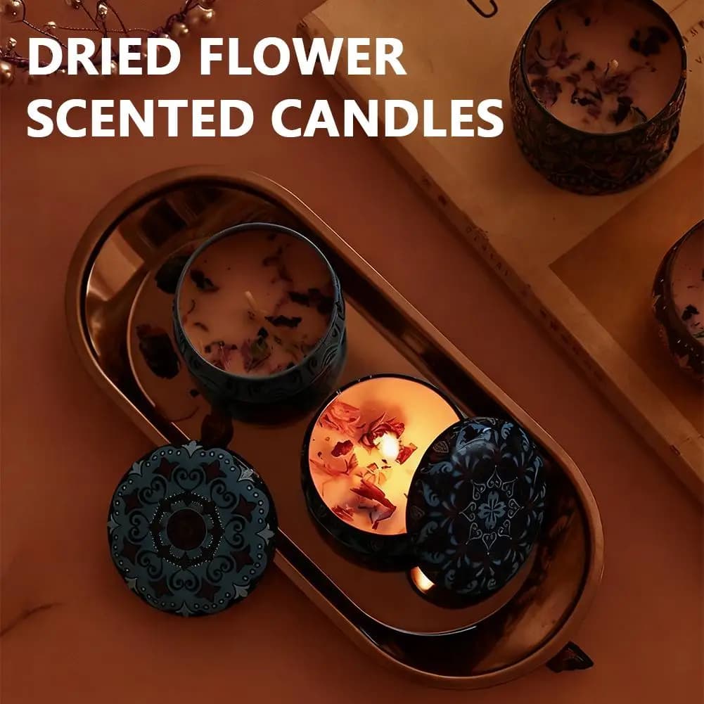 Soy Wax Scented Candle with Dried Flowers