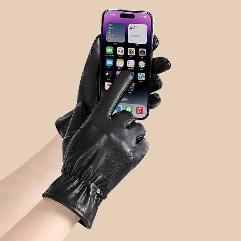 Women's Genuine Leather Winter Gloves