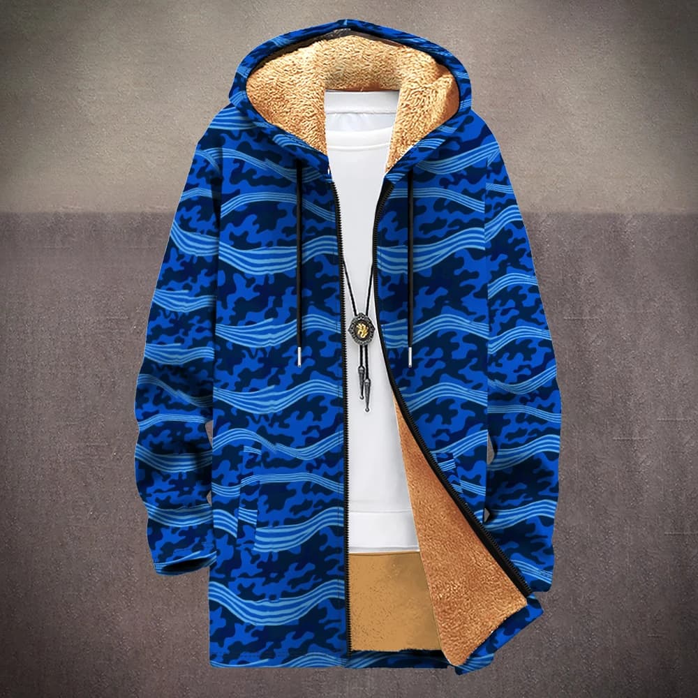 Camouflage Fleece-Lined Hooded Jacket