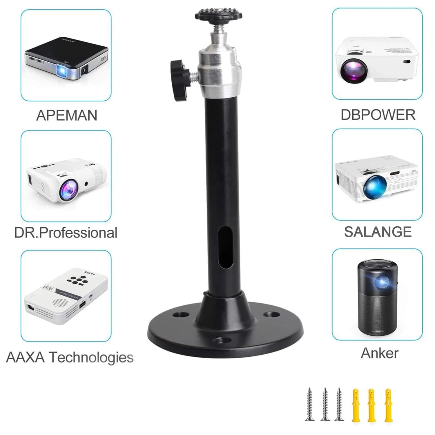 Projector Ceiling Wall Mount Bracket 360° Rotatable